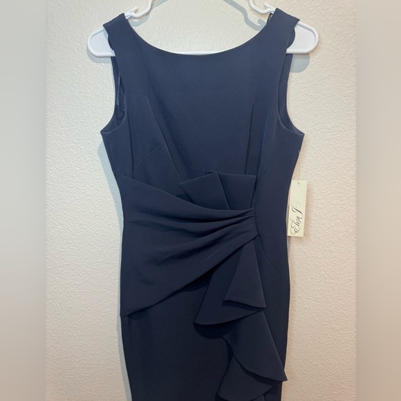 Eliza J Ruffle Front Gownaxi Dress In Navy Size 2 - Picture 7 of 11